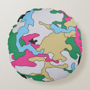 Naadloos kleurrijk camouflage achtergrondpatroon. rond kussen