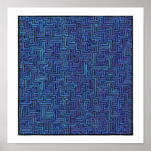 Naadloos kosmisch patroon: Labyrintische laserroos Poster