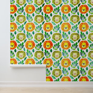 Naadloos Leeuw Portret Patroon nieuw Behang