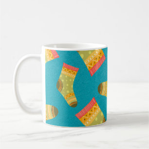 Naadloos lineair patroon met sokken. De illustrati Koffiemok