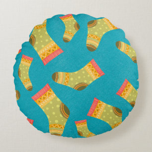 Naadloos lineair patroon met sokken. De illustrati Rond Kussen