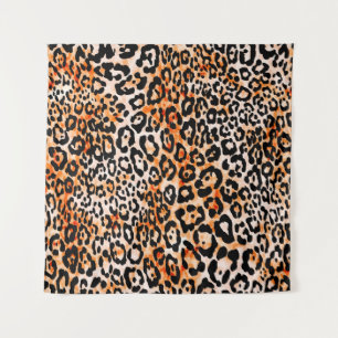 Naadloos luipaardpatroon, handgetekende dierenprin wandkleed