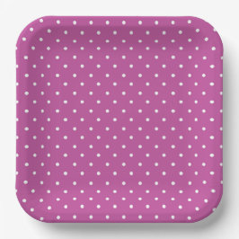 Naadloos magenta achtergrond polka stippenpatroon papieren bordje