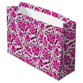 Naadloos Magenta Mid-Century Modern Bloemmotief Groot Cadeauzakje (Achterkant Gekanteld)