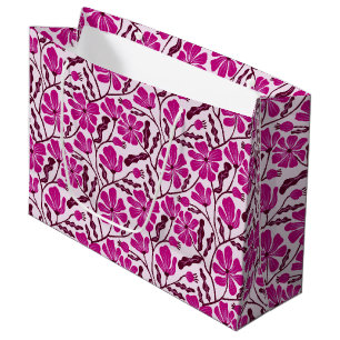 Naadloos Magenta Mid-Century Modern Bloemmotief Groot Cadeauzakje