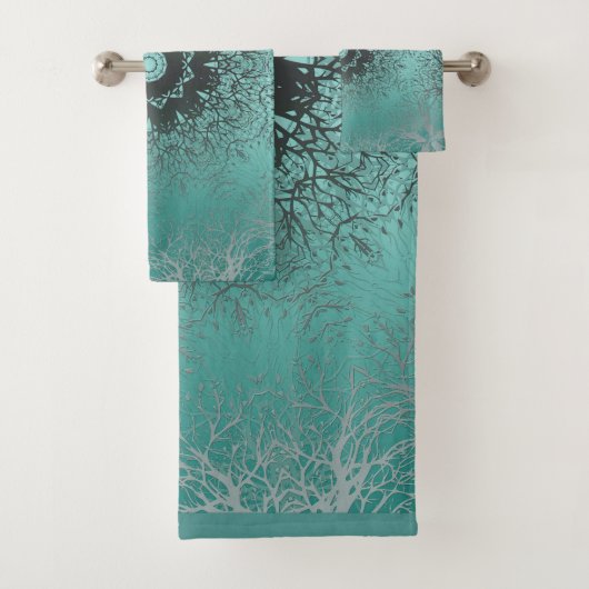 Naadloos mandala kaleidoscoop tegelgroen patroon o bad handdoek (Insitu)