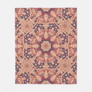 Naadloos mandala-patroon.  decoratief thema fleece deken