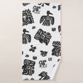 Naadloos  maya patroon. Zwart-witte eth Badhanddoek (Badhanddoek)