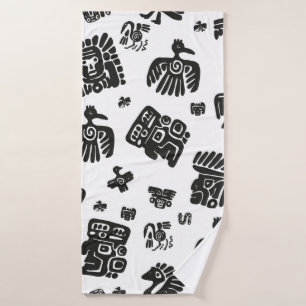 Naadloos maya patroon. Zwart-witte eth Badhanddoek