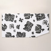 Naadloos maya patroon. Zwart-witte eth Badhanddoek (Badhanddoek)