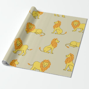 Naadloos met de hand getekend leeuwenpatroon. rug cadeaupapier