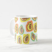  naadloos met de hand getekende papaja's. koffiemok (Voorkant links)