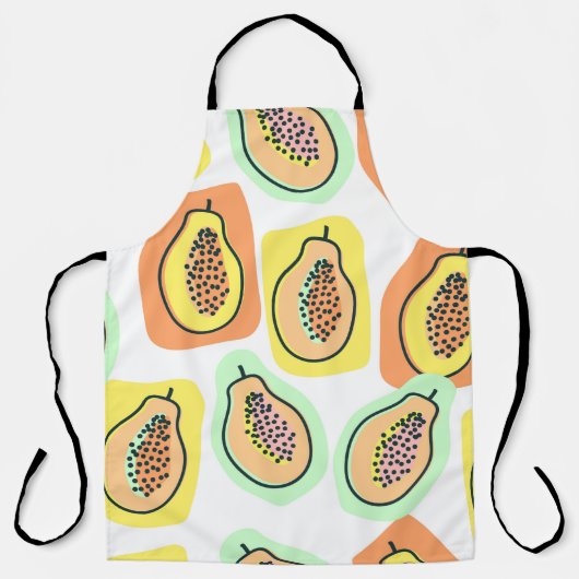 naadloos met de hand getekende papaja's. schort (Voorkant)