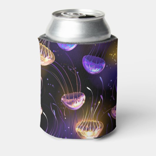 Naadloos met gloeiende kwal blikjeskoeler (Blikje Achterkant)