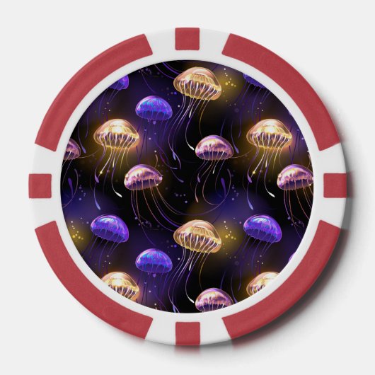 Naadloos met gloeiende kwal poker chips (Voorkant)