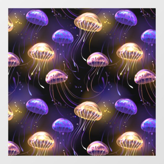 Naadloos met gloeiende kwal raamsticker (Vel)