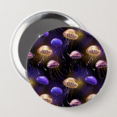 Naadloos met gloeiende kwal ronde button 4,0 cm (Voorkant /achterkant)