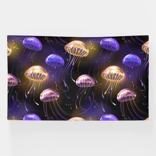 Naadloos met gloeiende kwal spandoek (Horizontaal)