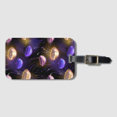 Naadloos met gloeiende kwallen bagagelabel (Voorkant (horizontaal))