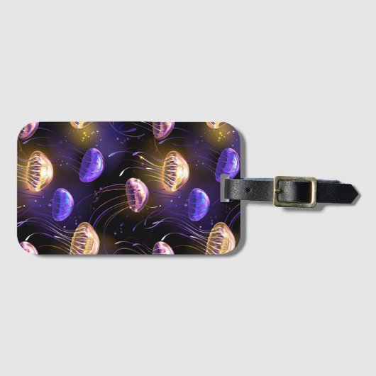 Naadloos met gloeiende kwallen bagagelabel (Voorkant (horizontaal))