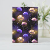 Naadloos met gloeiende kwallen bedankkaart (Staand voorkant)