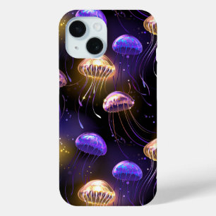 Naadloos met gloeiende kwallen iPhone 15 case