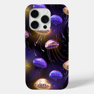 Naadloos met gloeiende kwallen iPhone 15 pro case