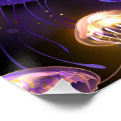 Naadloos met gloeiende kwallen perfect poster (Hoek)