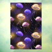 Naadloos met gloeiende kwallen raamsticker (Vel 3)