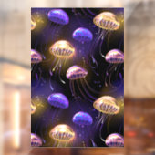 Naadloos met gloeiende kwallen raamsticker (Vel 2)