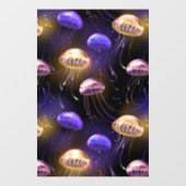 Naadloos met gloeiende kwallen raamsticker (Vel)