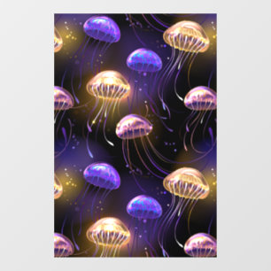 Naadloos met gloeiende kwallen raamsticker