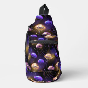 Naadloos met gloeiende kwallen sling bag
