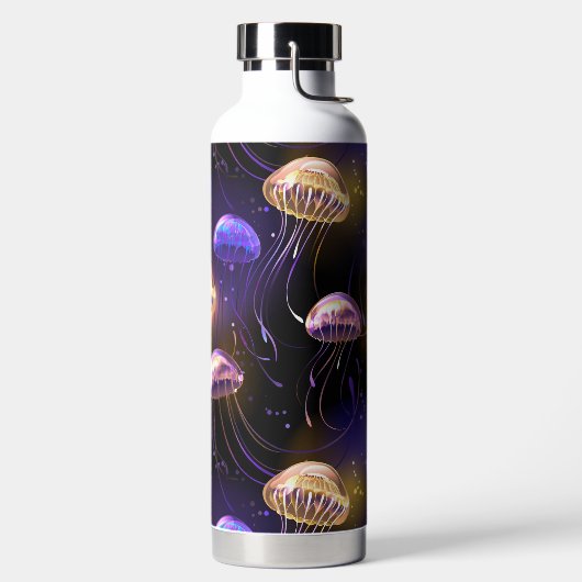 Naadloos met gloeiende kwallen waterfles (Links)