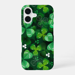 Naadloos met groene klaver iPhone 16 hoesje