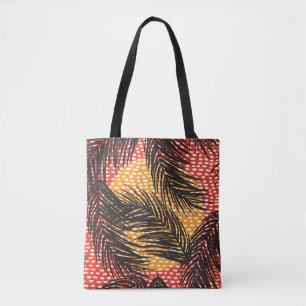 Naadloos met zwarte palmbladeren en lijnen tote bag