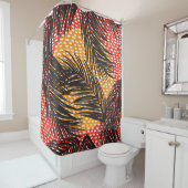 Naadloos met zwarte palmbladeren en -strepen  douchegordijn (In situ)
