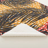 Naadloos met zwarte palmbladeren en -strepen  sherpa deken (3/4)