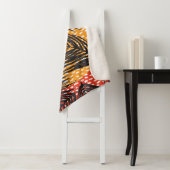 Naadloos met zwarte palmbladeren en -strepen  sherpa deken (In situ)