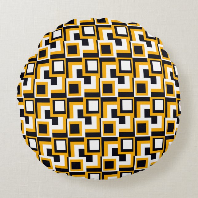 Naadloos modern vierkantspatroon rond kussen (Voorkant)