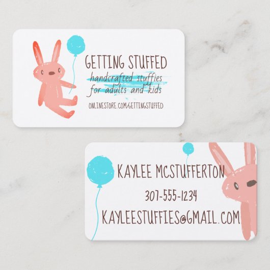 naadloos naadloos handgemaakt opgevuld dierlijk na visitekaartje (Voorkant / Achterkant)