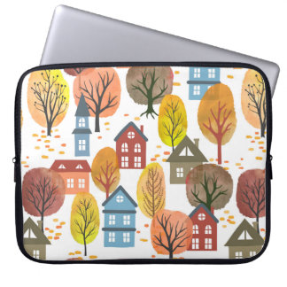 Naadloos najaarstedenpatroon met watercol laptop sleeve