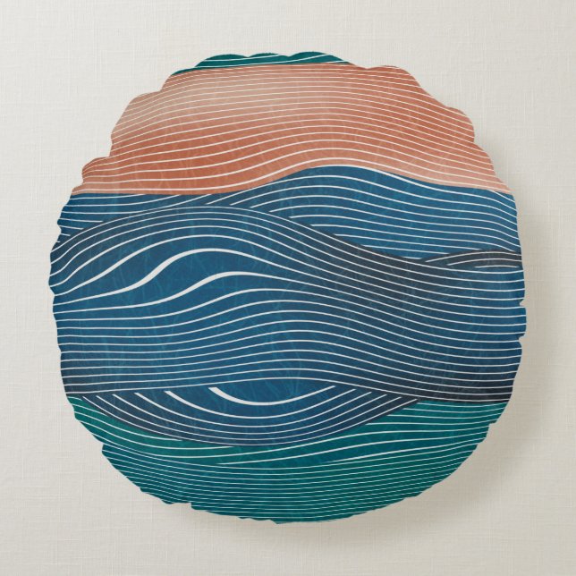 Naadloos natuurlijk landschapsheuvelpatroon. Horiz Rond Kussen (Voorkant)