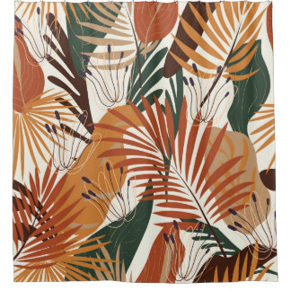 Naadloos natuurlijk patroon, abstracte planten en  douchegordijn