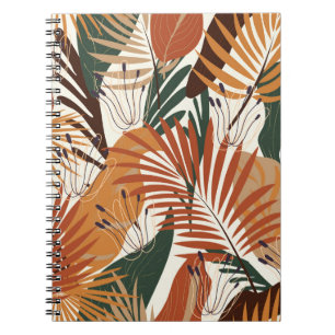 Naadloos natuurlijk patroon, abstracte planten en notitieboek