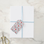 Naadloos nautisch patroon cadeaulabel (Met Touw)