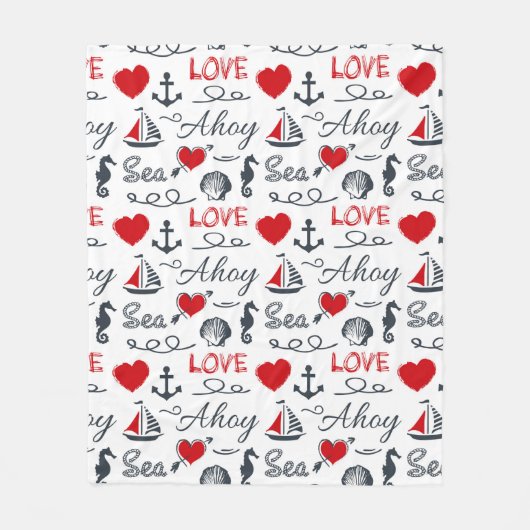 Naadloos nautisch patroon fleece deken (Voorkant)