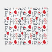 Naadloos nautisch patroon fleece deken (Voorkant (Horizontaal))