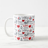 Naadloos nautisch patroon koffiemok (Links)