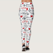 Naadloos nautisch patroon leggings (Achterkant)